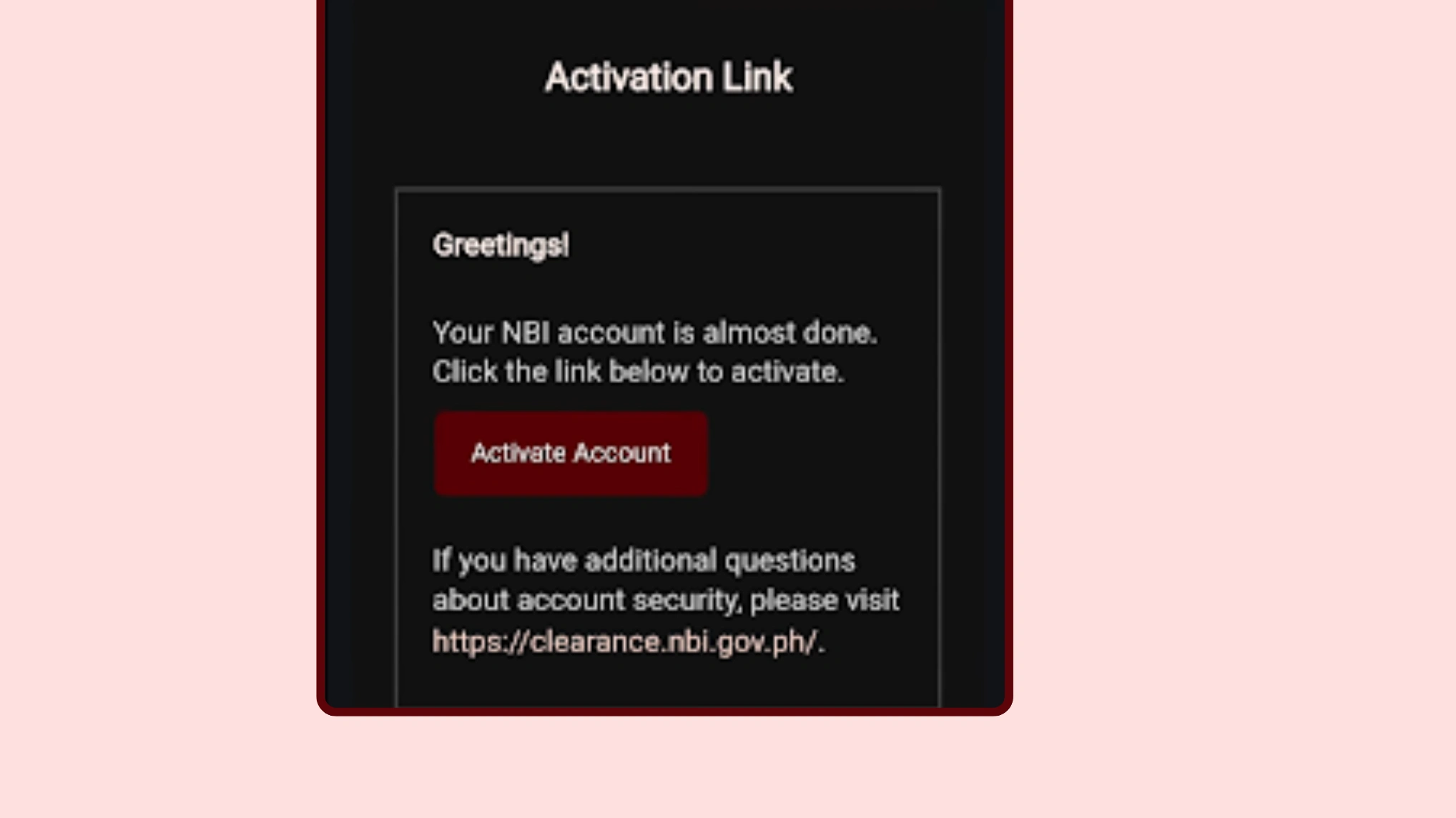 NBI Clearance 8 Activate Your Account via Email
